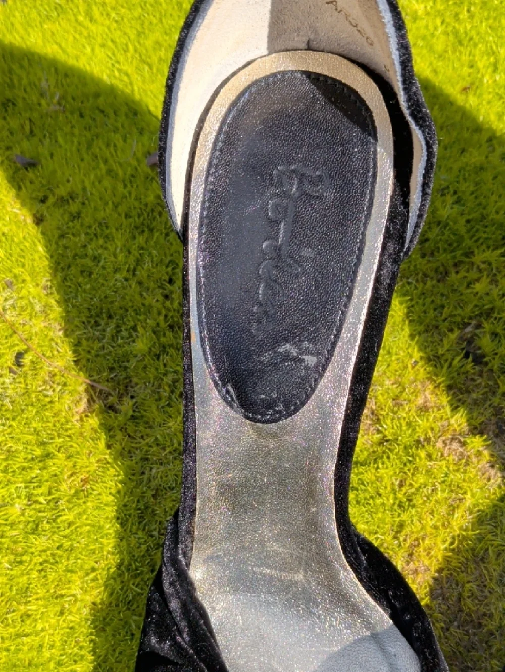 Boden Black Velvet Ankle-Strap Heels